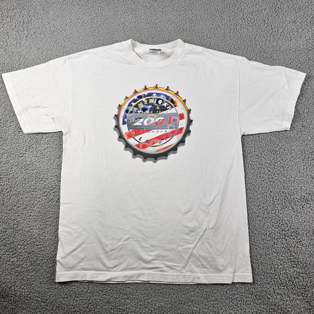 Vintage Arizona Jeans Shirt Mens Large White Graphic Y2K 2001 Millenium American